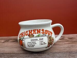 Vintage Chicken Soup Recipe Mug Bowl Cup Made in Japan Ceramic Retro Kitchen